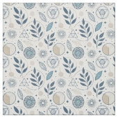 Blaues botanisches geometrisches Doodle Stoff (Muster)