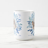 Blaues botanisches Hanukkah-jüdisches Foto Kaffeetasse (Mittel)