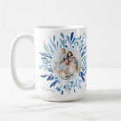 Blaues botanisches Hanukkah-jüdisches Foto Kaffeetasse (Links)