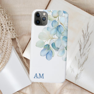 Blaues Botanisches Hydrangea-Monogramm Case-Mate iPhone Hülle