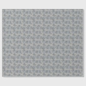 Blaues Botanisches Karo Geschenkpapier (Flach)