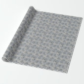 Blaues Botanisches Karo Geschenkpapier (Ungerollt)