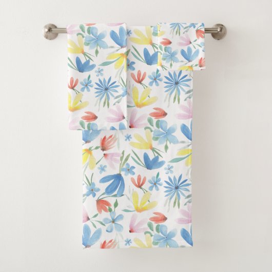 Blaues botanisches Muster Badhandtuch Set (Insitu)