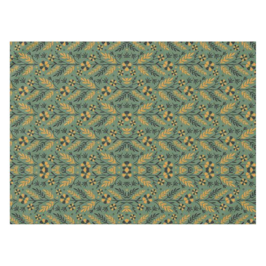 Blaues botanisches Muster im Vintage-Stil für Tisc Tischdecke (Vorderseite (Horizontal))