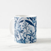 Blaues botanisches Muster Kaffeetasse (Vorderseite Links)