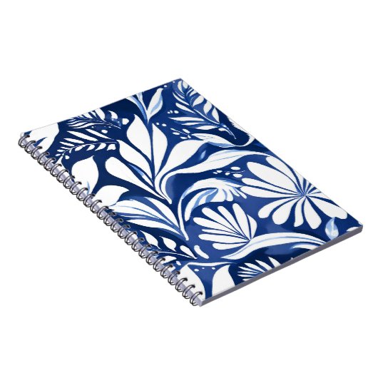 Blaues botanisches Muster Notizblock (Rechte Seite)