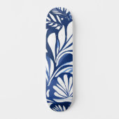 Blaues botanisches Muster Skateboard (Vorderseite)