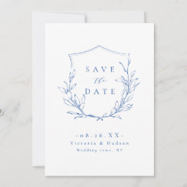 Blaues botanisches Wappen Save the Date