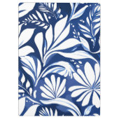 Blaues botanisches Wasserfarben-Blumenmuster Klemmbrett (Rückseite)