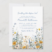 Blaues botanisches Wildblume-Brautparty Einladung (Vorderseite)