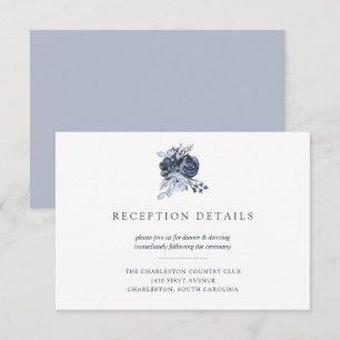 Blaues Bouquet Aquarell Florale Hochzeitsrezepti Einladung