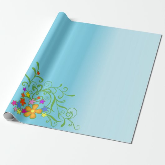 Blaues Bouquet Geschenkpapier (Ungerollt)
