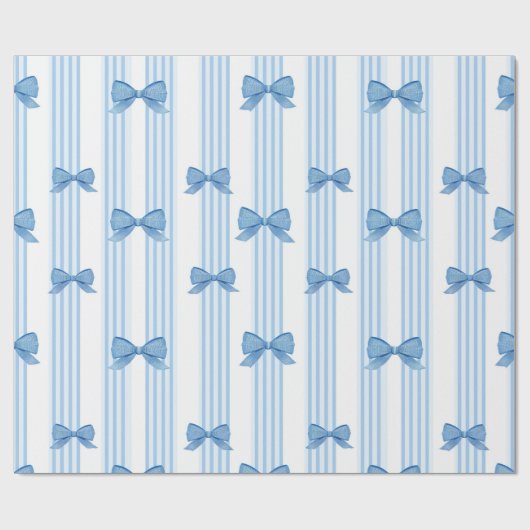 Blaues Bow-Coquette-Muster Geschenkpapier (Flach)