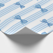 Blaues Bow-Coquette-Muster Geschenkpapier (Ecke)