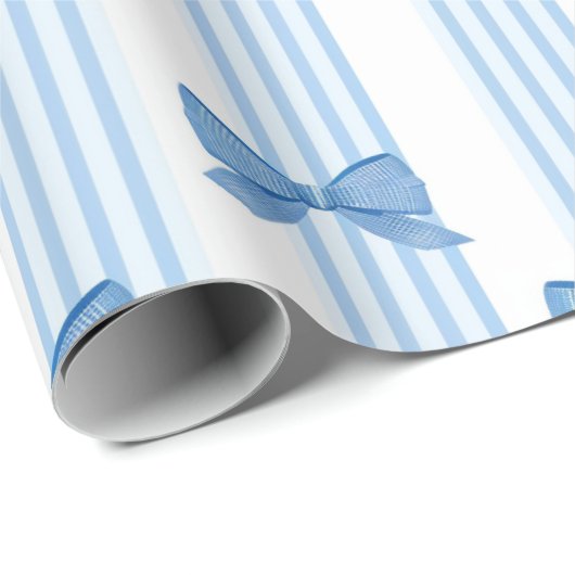 Blaues Bow-Coquette-Muster Geschenkpapier (Rolleneckpunkt)
