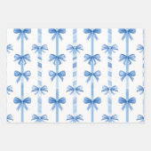 Blaues Bow-Coquette-Muster Geschenkpapier Set (Vorderseite 3)