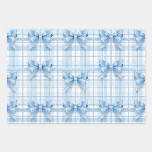 Blaues Bow-Coquette-Muster Geschenkpapier Set (Vorderseite 2)