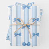 Blaues Bow-Coquette-Muster Geschenkpapier Set (Beispiel)