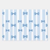 Blaues Bow-Coquette-Muster Geschenkpapier Set (Vorderseite)