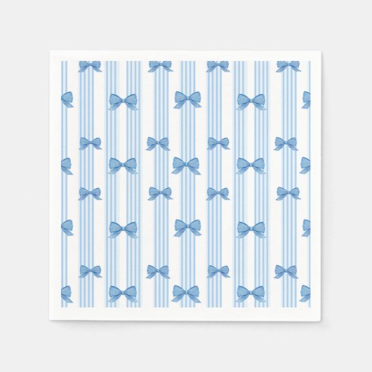 Blaues Bow-Coquette-Muster Serviette (Vorderseite)