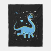Blaues Brachiosaurus Dinos im Weltraum Fleecedecke (Vorderseite)