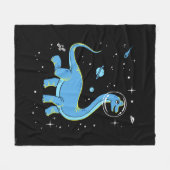 Blaues Brachiosaurus Dinos im Weltraum Fleecedecke (Vorderseite (Horizontal))