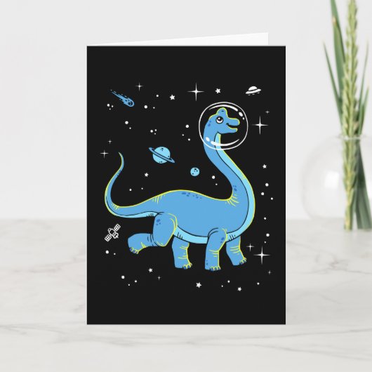 Blaues Brachiosaurus Dinos im Weltraum Karte (Vorderseite)