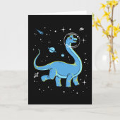 Blaues Brachiosaurus Dinos im Weltraum Karte (Gelbe Blume)