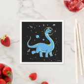 Blaues Brachiosaurus Dinos im Weltraum Serviette (Beispiel)