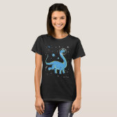 Blaues Brachiosaurus Dinos im Weltraum T-Shirt (Vorne ganz)