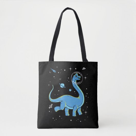 Blaues Brachiosaurus Dinos im Weltraum Tasche (Vorderseite)