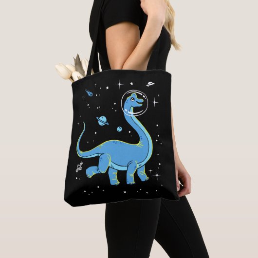 Blaues Brachiosaurus Dinos im Weltraum Tasche (Von Nahem)
