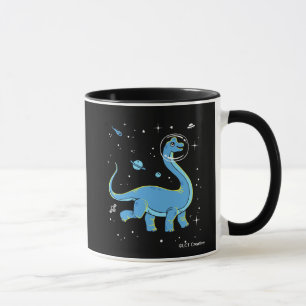Blaues Brachiosaurus Dinos im Weltraum Tasse