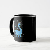 Blaues Brachiosaurus Dinos im Weltraum Tasse (Vorderseite Links)