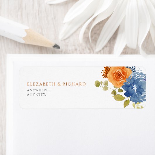 Blaues Brandzeichen Orange - Blumenbezug (Insitu)