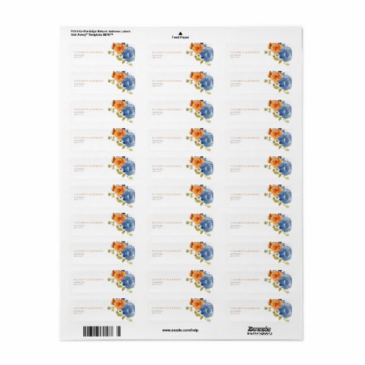 Blaues Brandzeichen Orange - Blumenbezug (Vorne)