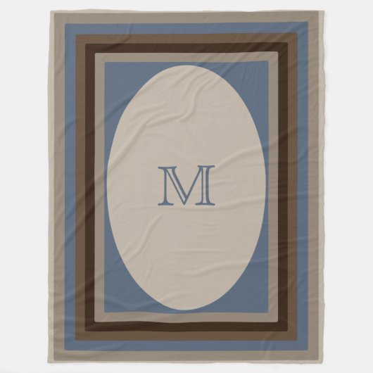 Blaues Braun des mit Monogramm Sandes Fleecedecke (Vorderseite)