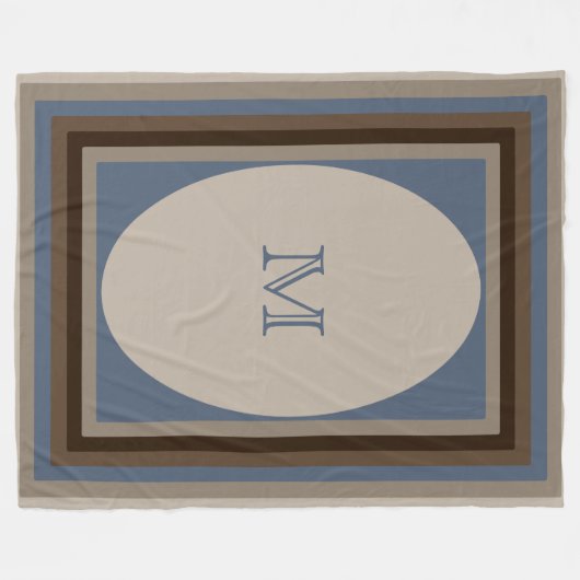 Blaues Braun des mit Monogramm Sandes Fleecedecke (Vorderseite (Horizontal))