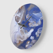 Blaues Braun flüssige Kunst-abstrakter Marmorfluß Große Wanduhr (Winkel)