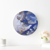 Blaues Braun flüssige Kunst-abstrakter Marmorfluß Große Wanduhr (Zuhause)