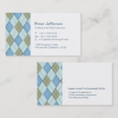 Blaues braunes Muster Golflehrer-Visitenkarten Visitenkarte (Vorne/Hinten)