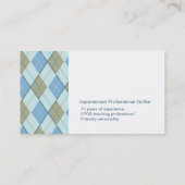 Blaues braunes Muster Golflehrer-Visitenkarten Visitenkarte (Rückseite)