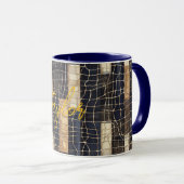 Blaues Braunes Ozean Netz Tasse (VorderseiteRechts)