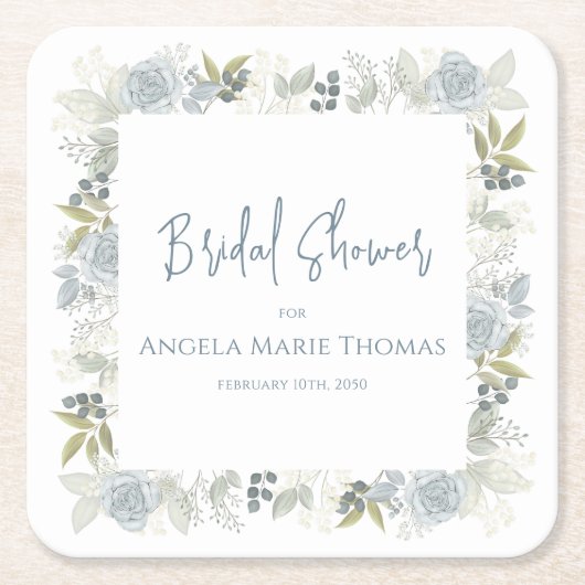 Blaues Brautparty benutzerdefiniertes Skript Rechteckiger Pappuntersetzer (Vorderseite)