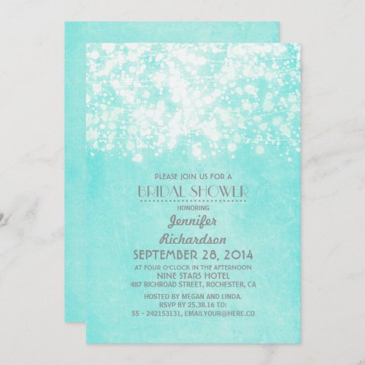 blaues Brautparty Einladung (Vorne/Hinten)