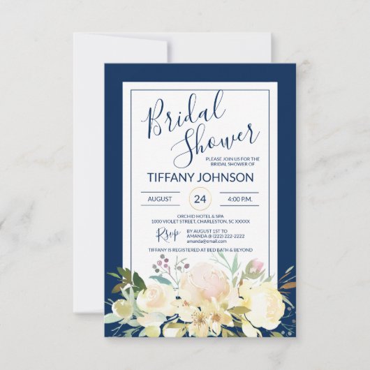 Blaues Brautparty Einladung (Vorderseite)