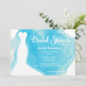 Blaues Brautparty, Hochzeitsgown Einladung (Stehend Vorderseite)