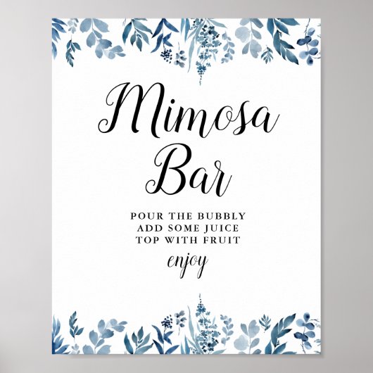 Blaues Brautparty Mimosa Bar Poster (Vorne)