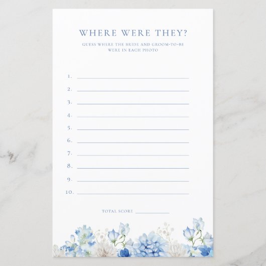 Blaues Brautparty mit Blumenbögen, wo sie waren (Vorderseite)