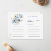 Blaues Brautparty Mitteilungskarte (Vorderseite/Rückseite Beispiel)